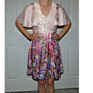 Red Herring Dress Summer Church Party V-Neck British Sundress UK Size 8 = US 4